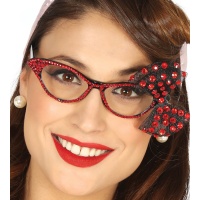 Lunettes Années 50 avec noeud rouge