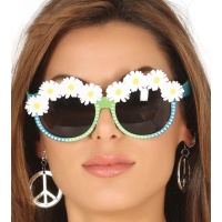 Lunettes hippies avec fleurs et strass