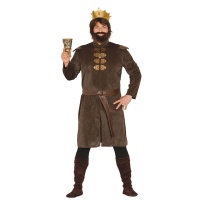 Costume de roi médiéval avec couronne pour adultes
