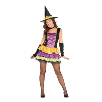 Costume de sorcière multicolore pour femmes