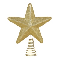 Étoile d'arbre dorée avec spirale de 21 cm