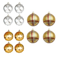 Boules de Noël aux motifs assortis 7 cm - 4 unités