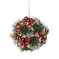 Pendentif boule de Noël avec pommes de pin 15 cm