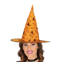 Chapeau de sorcière orange pour adultes - 56 cm