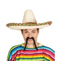 Chapeau mexicain avec ruban multicolore - 59 cm