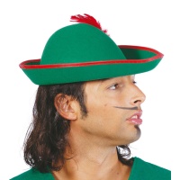 Chapeau vert avec plume - 55 cm