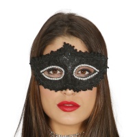 Masque vénitien noir décoré