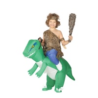 Costume de dinosaure pour enfants sur les épaules d'un dinosaure