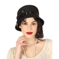 Chapeau noir de 20 ans avec noeud - 57 cm