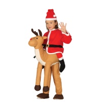 Costume du Père Noël sur les épaules d'un renne pour enfants