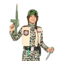 Ceinture avec accessoires et casque militaire pour enfants