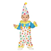 Costume de clown blanc à pois colorés pour bébés