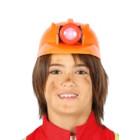 Casque de travailleur orange avec lumière pour enfants - 50 cm