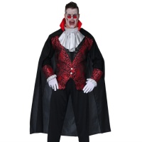 Cape de vampire noire avec col rouge - 140 cm