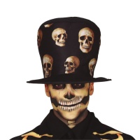 Chapeau en tissu noir avec crânes imprimés