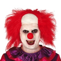 Perruque de clown tueur avec tête chauve