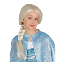 Perruque blanche avec tresse de reine de glace pour enfants