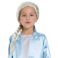 Perruque blanche avec tresse de reine de glace pour enfants