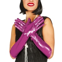 Gants longs métalliques fuchsia - 40 cm