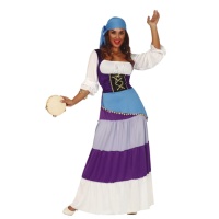 Costume de gitan avec foulard bleu pour femmes