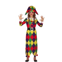 Costume d'Arlequin multicolore pour filles
