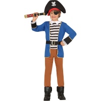 Costume de capitaine pirate bleu pour enfants