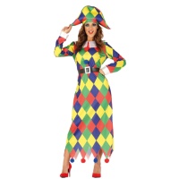 Costume d'Arlequin multicolore pour femmes