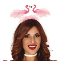 Bandeau pour couple de flamants roses avec plumes