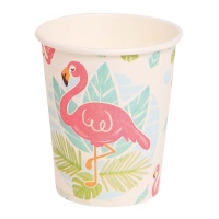 Gobelets Flamants Rose Hawai 256 ml - 8 pièces