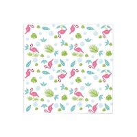 Serviettes Flamant rose Hawai 16,5 x 16,5 cm - 20 pcs.