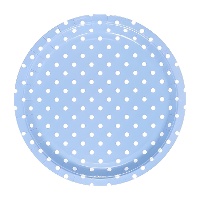 Assiettes rondes avec pois blancs de 23 cm - 6 unités