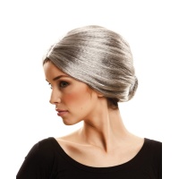 Perruque grise avec coiffure haute pour femmes