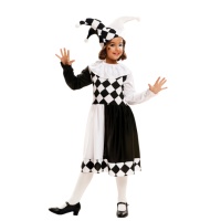 Costume d'arlequin pour filles noir et blanc