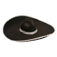 Chapeau mexicain noir pour adultes - 60 cm