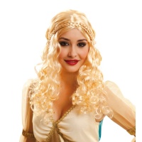 Perruque blonde ondulée avec tresses