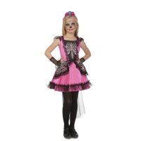 Costume de squelette Catrina rose pour filles