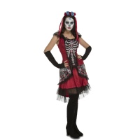 Costume de squelette Catrina rouge pour femmes