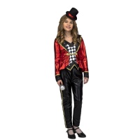 Costume de dompteur de cirque rouge et noir pour filles