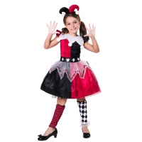 Costume d'Arlequin rouge et noir pour filles