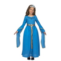Costume de princesse bleu médiéval pour filles