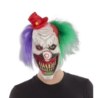 Masque en latex de clown terrifiant avec cheveux