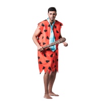 Costume d'homme des cavernes orange avec cravate pour hommes