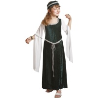 Costume de dame verte médiévale pour enfants