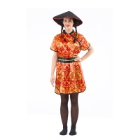 Costume chinois rouge et jaune pour femmes