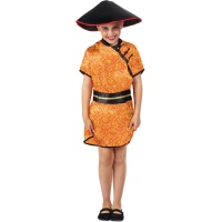 Costume chinois rouge et jaune pour filles