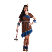 Costume indien marron et bleu pour femmes