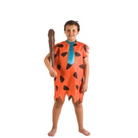 Costume d'homme des cavernes orange avec cravate pour enfants