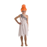 Costume d'homme des cavernes blanc avec coiffe pour filles