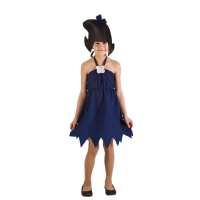 Costume bleu d'homme des cavernes avec coiffe pour filles