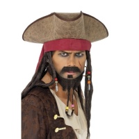 Chapeau de pirate avec cheveux dreadlockés - 55 cm